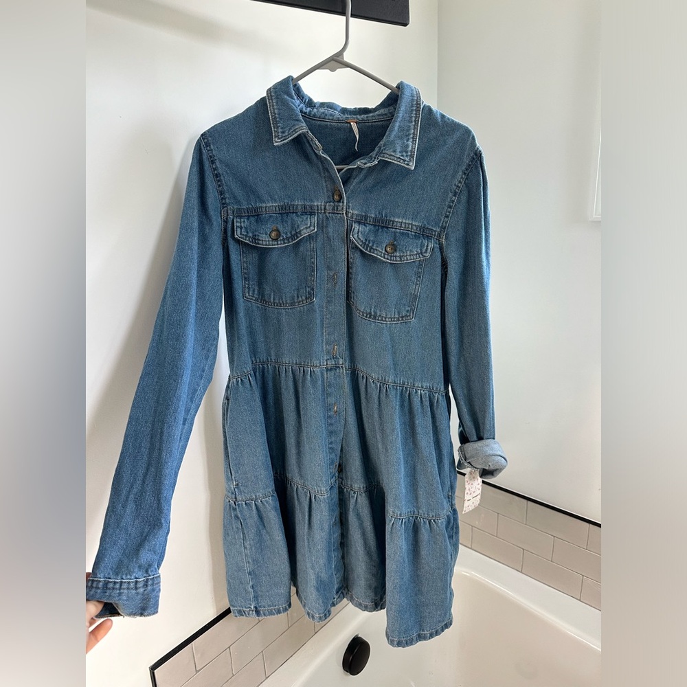 size large denim Free People mini dress